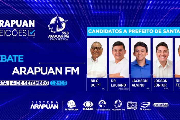 Arapuan FM promove primeiro debate entre candidatos a prefeito de Santa Rita; saiba como acompanhar